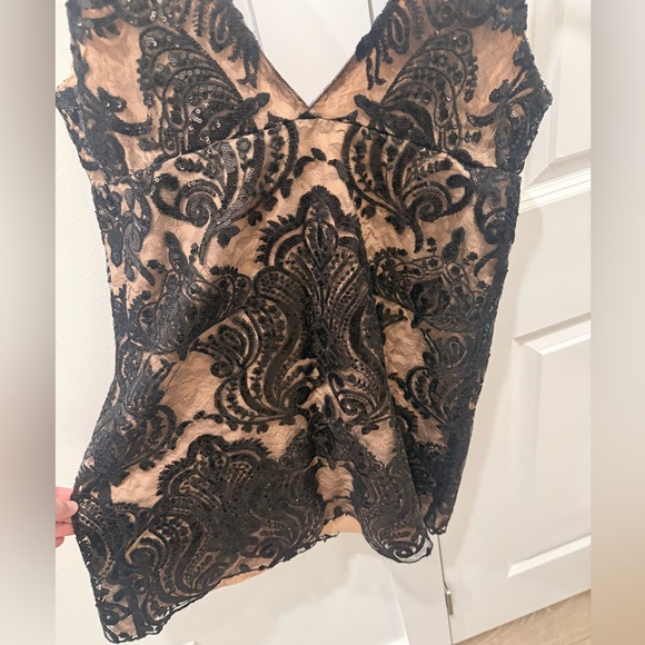 Free People Night Shimmer Mini Dress Black Nude Sequin Cocktail Size 6 - Picture 7 of 11